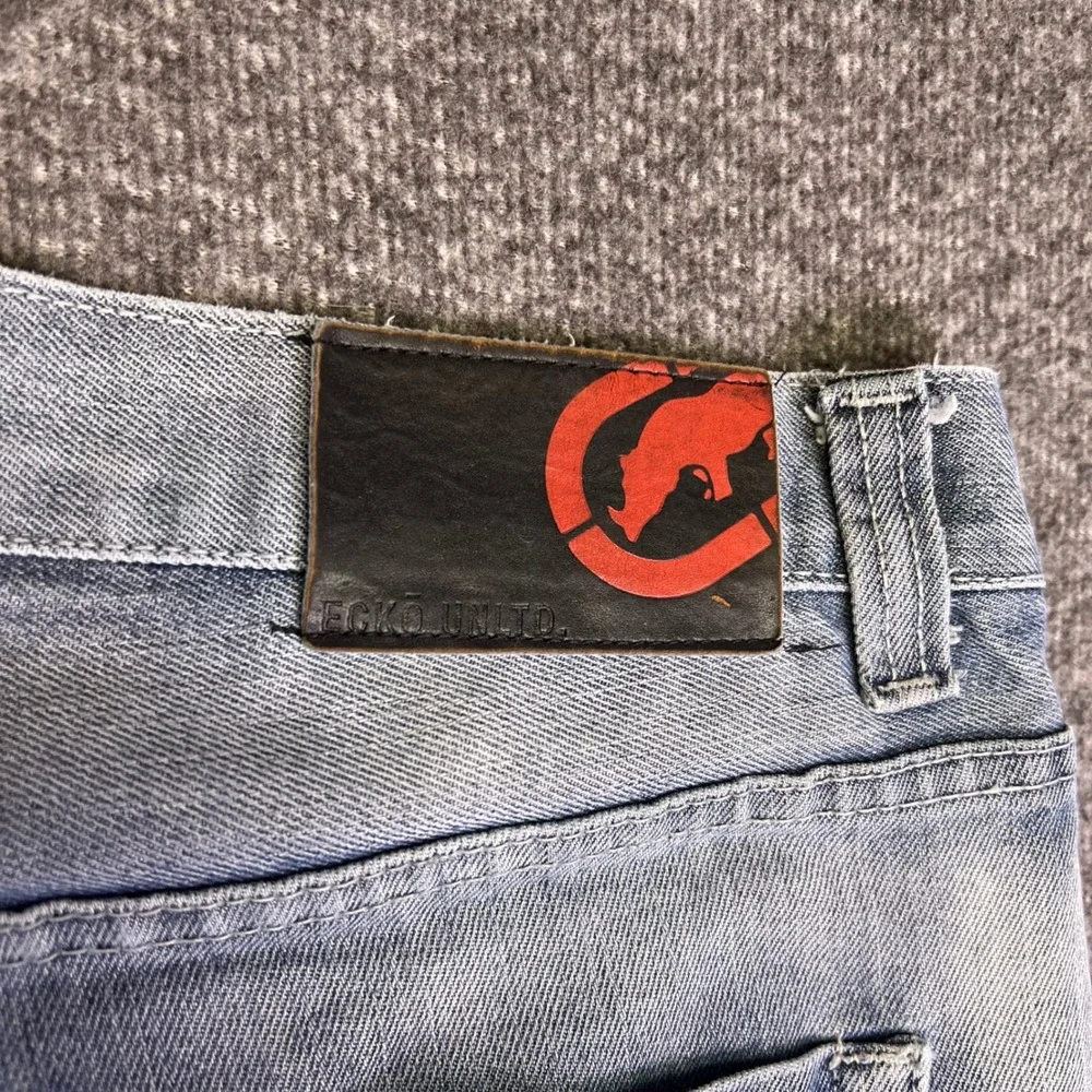 Ecko Unltd Jeans‎ Mens 34 Light Wash Athletic Streetwear Rhino Logo Hip Hop Y2K